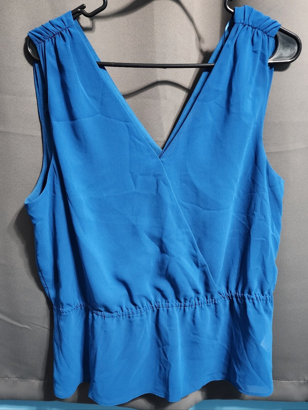 Banana Republic Cobalt Blue Chiffon Peplum Blouse Size L
